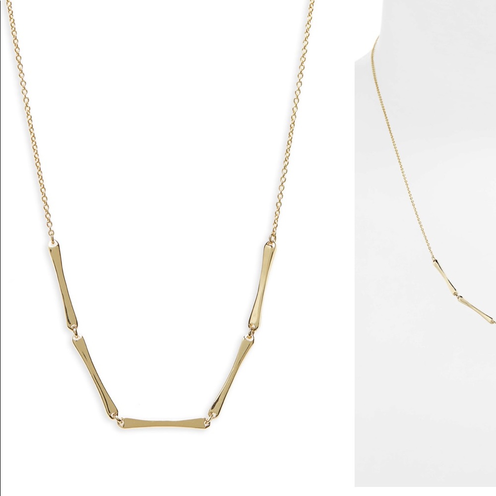 NWT bony levy yellow gold bar necklace